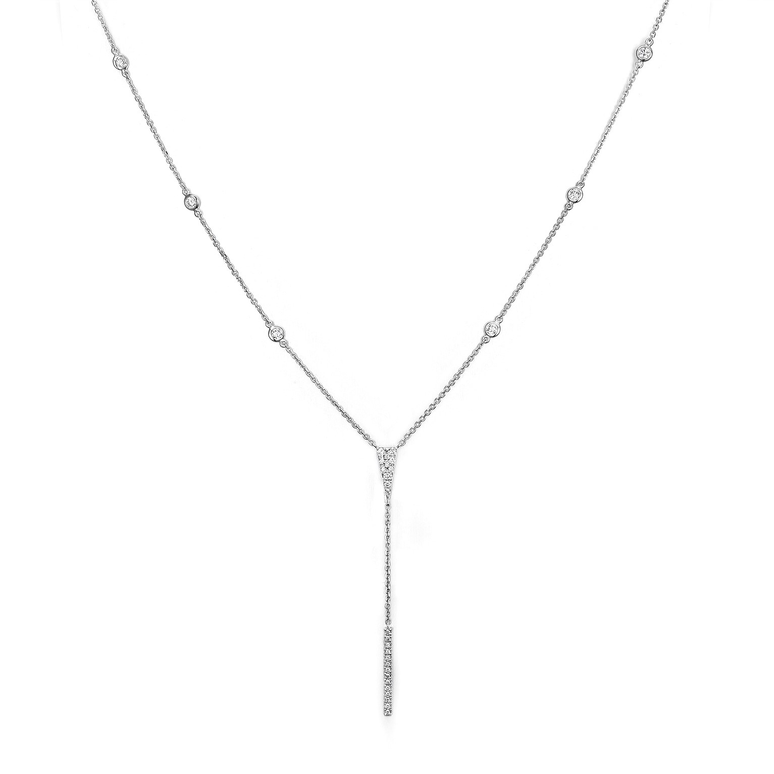 Bezel lariat diamond necklace