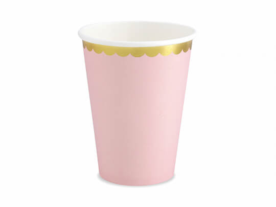 PAPPERSMUGGAR | 6-pack | Rosa med guldkant
