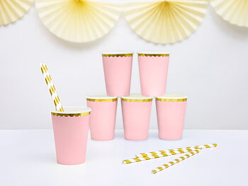 PAPPERSMUGGAR | 6-pack | Rosa med guldkant