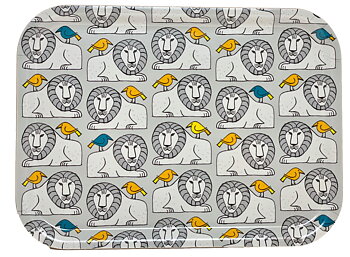 Lisa Larson Bricka 27x20 cm - Lion & Bird Grå