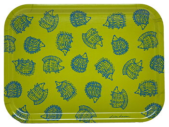 Lisa Larson Bricka 27x20 cm - Little Hedgehogs Grön