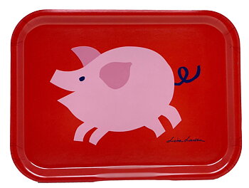 Lisa Larson Bricka 27x20 cm - Julgris Röd/Rosa