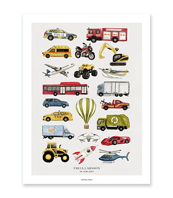 Vehicle poster - Kids poster with cars