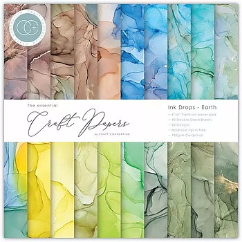 Craft Consortium Essential Craft Papers 6X6 Inch Paper Pad Ink drops Earth 