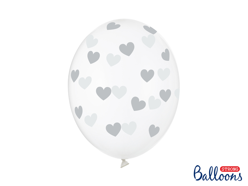BALLONGER | 6-pack | Silver hjärtan