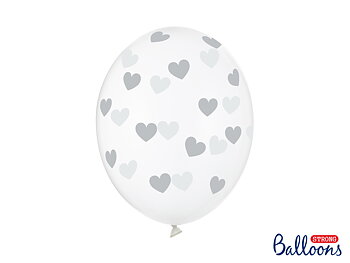 BALLONGER | 6-pack | Silver hjärtan