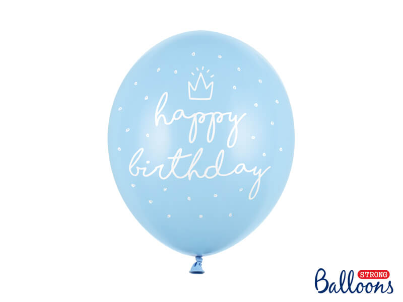 BALLONGER | 6-pack | Blå "happy birthday"