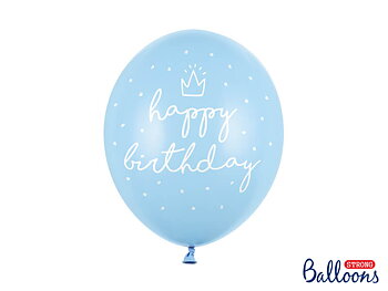 BALLONGER | 6-pack | Blå "happy birthday"