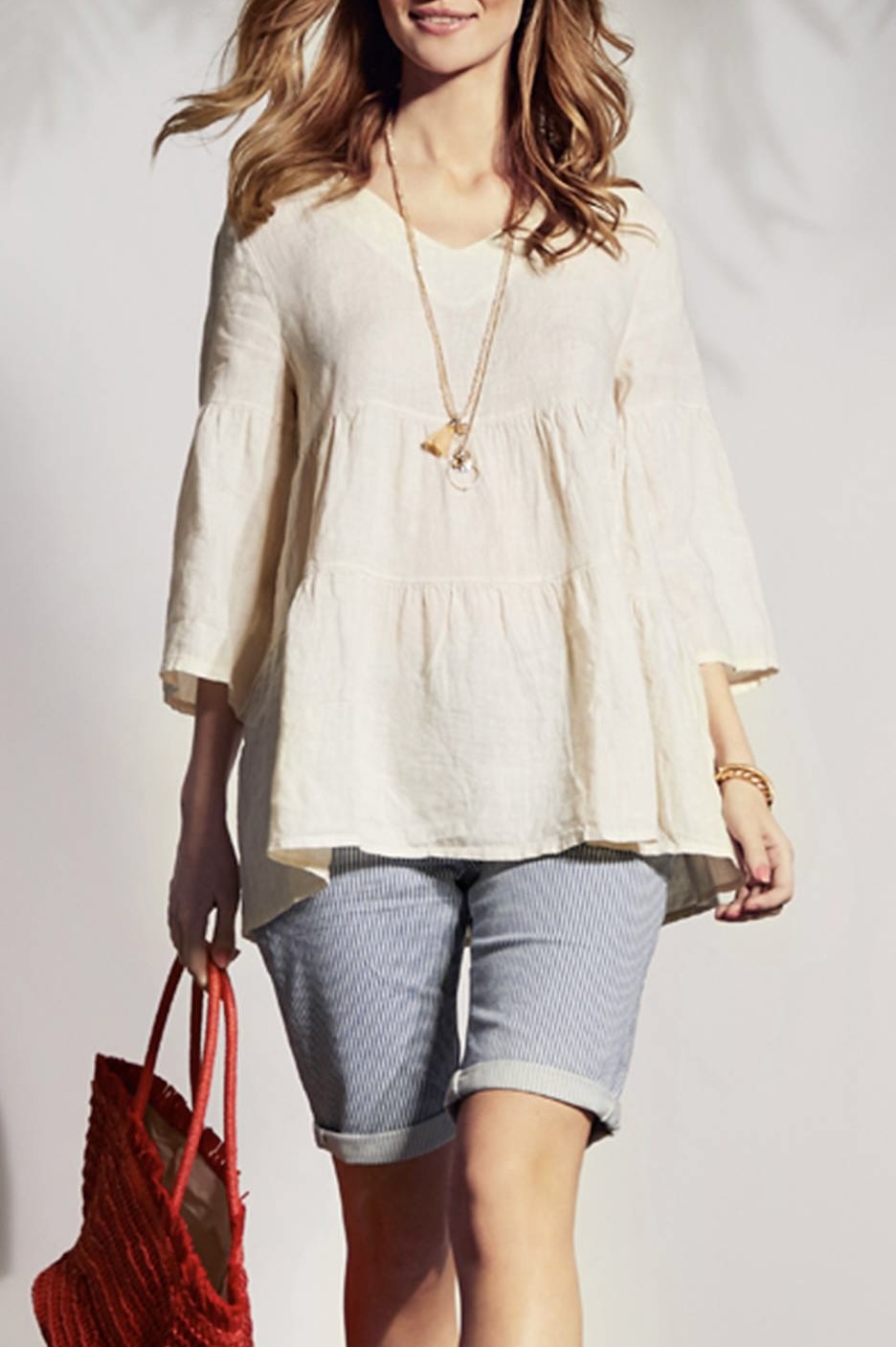 In Front - Fina Shorts Light Blue Stripes