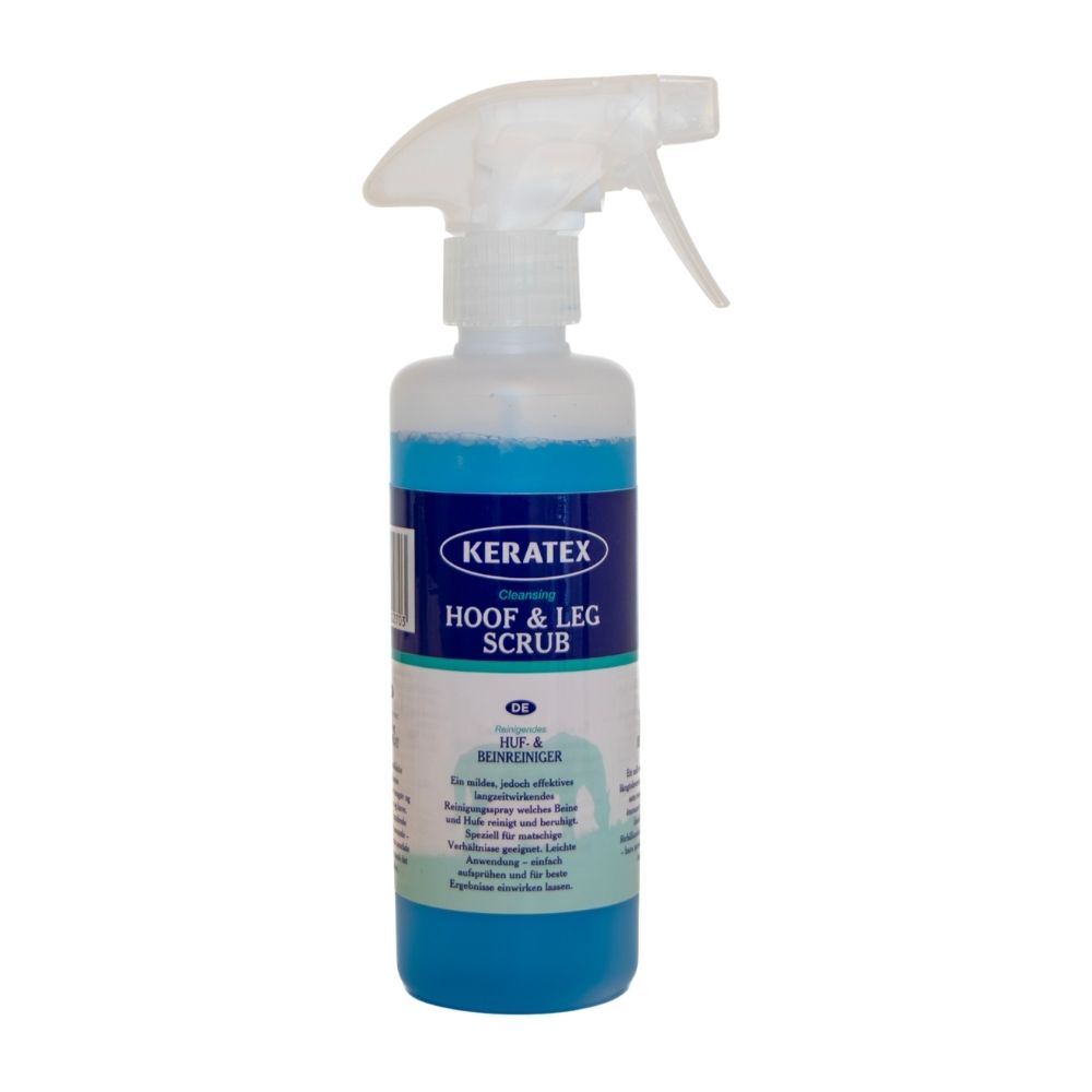 Keratex Hoof & Leg Scrub 300 ml sprayflaska med tysk etikett.