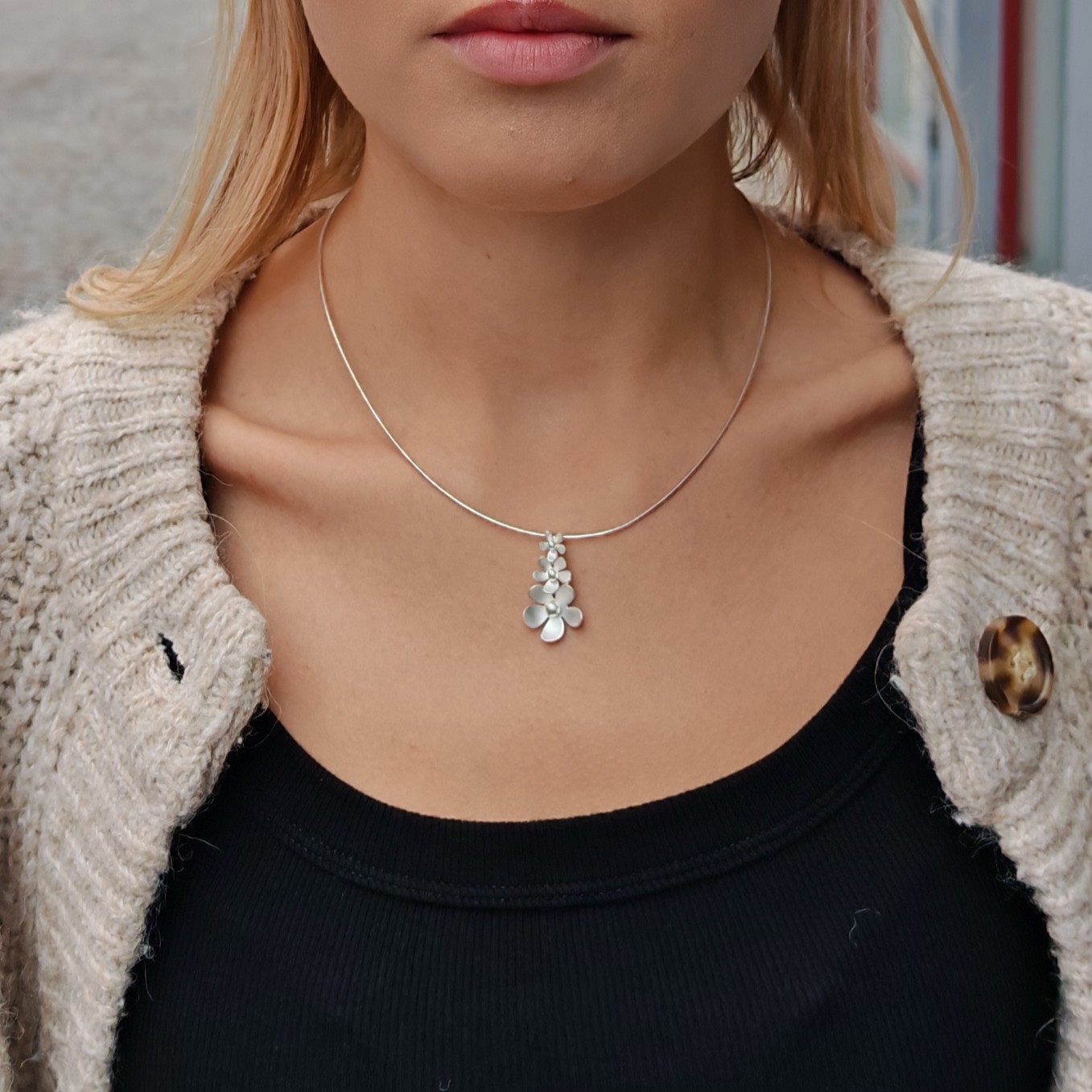 Kelim Blossom halsband silver - 2
