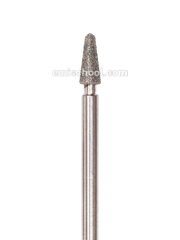 Rounded, cone-shaped diamond coated rotary file, 3 mm, Medium abrasiveness