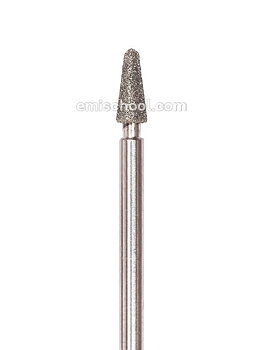 Rounded, cone-shaped diamond coated rotary file, 3 mm, Medium abrasiveness
