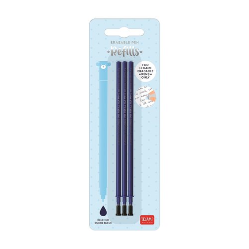 Erasable : Refill till gelpennor från Legami i 3-pack - Blått bläck