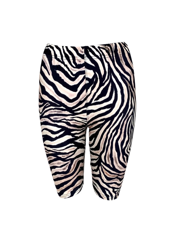 Black Colour - Zebra Tight Shorts Black
