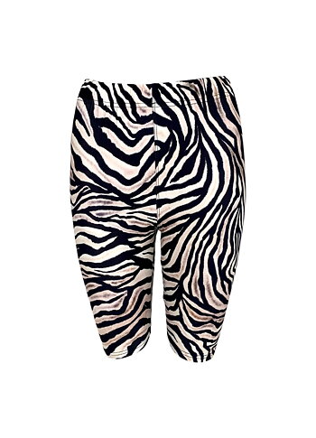 Black Colour - Zebra Tight Shorts Black