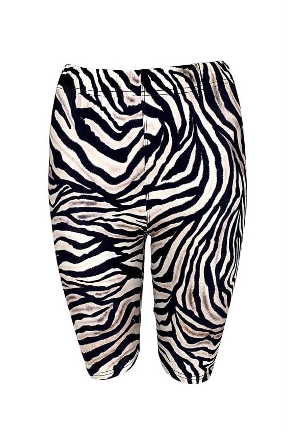 Black Colour - Zebra Tight Shorts Black - 4