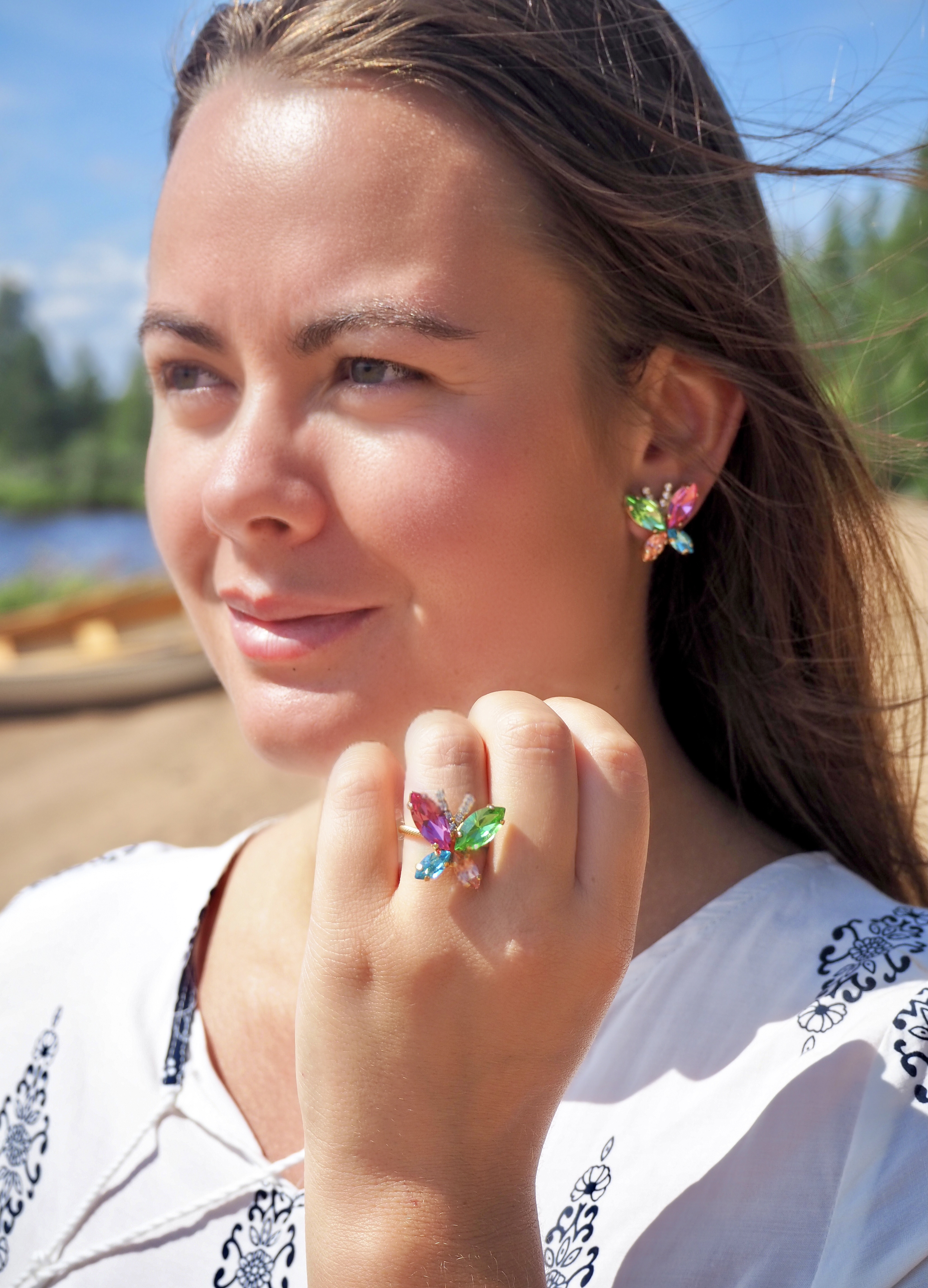 Earrings Butterfly Multi Combo Gold - 2