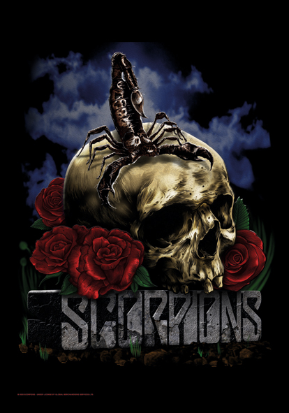 Scorpions Skull & Rose Flag