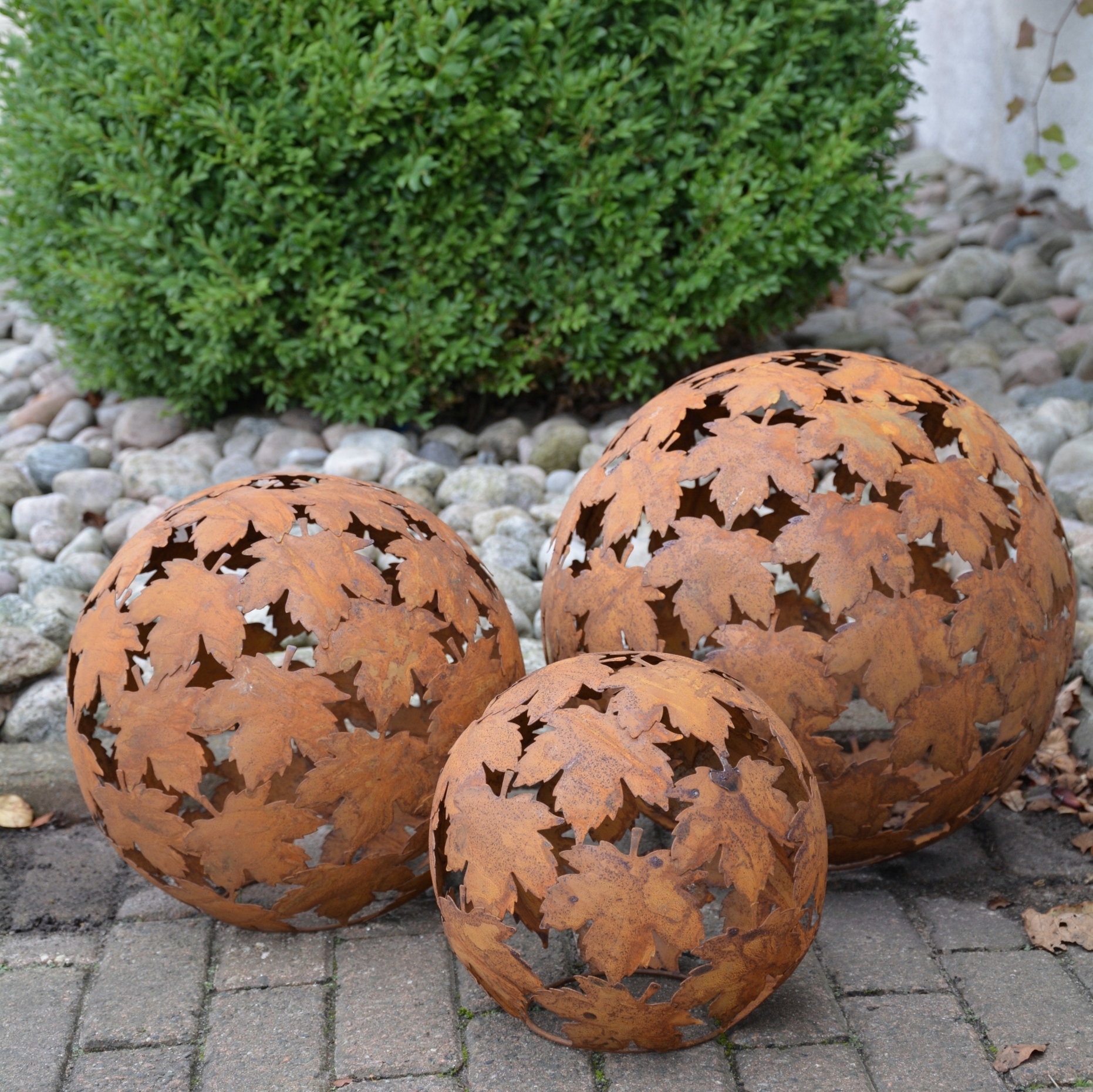 3 st rostiga lönnklot. Marschallhållare lönnlöv - 3