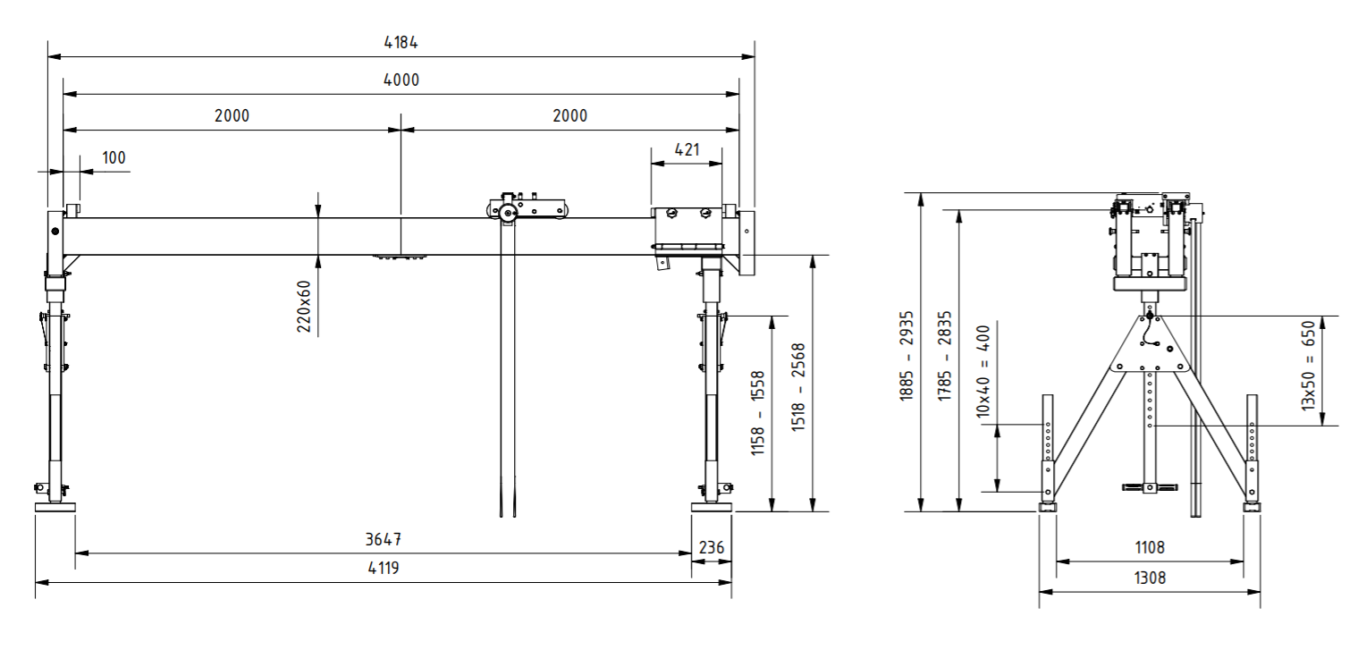 Bockkran 1000 kg i aluminium - 2