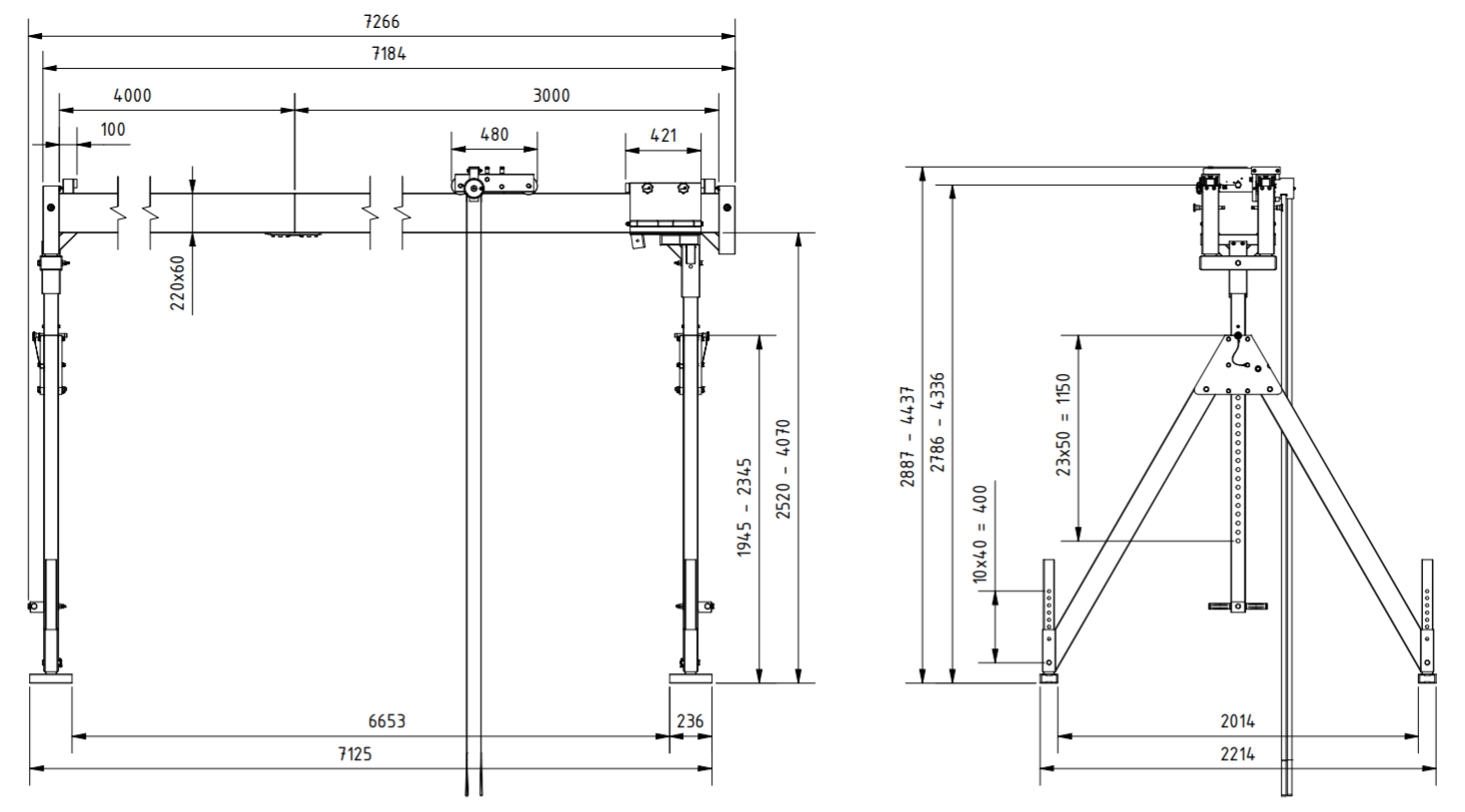 Bockkran 1000 kg i aluminium - 2