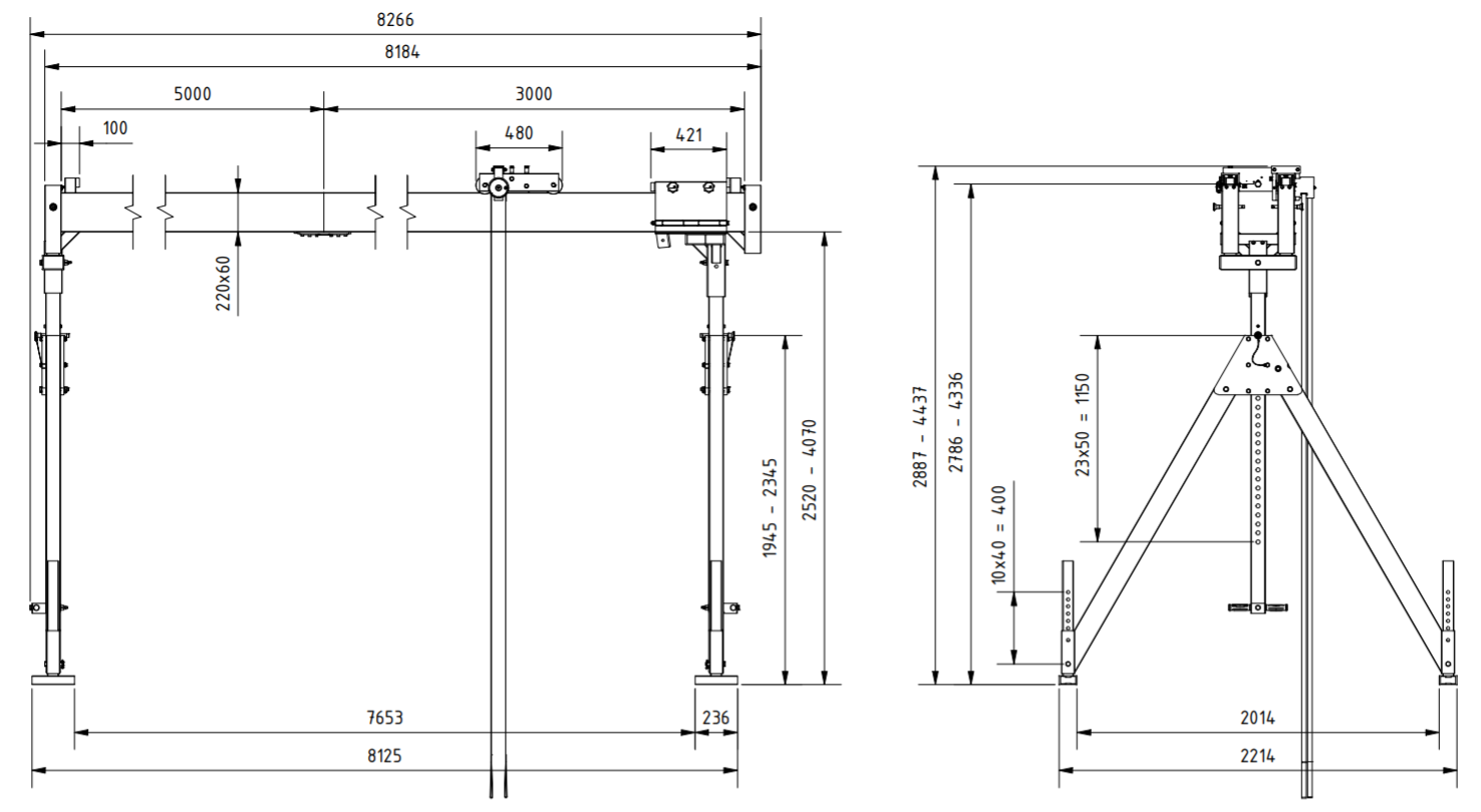 Bockkran 1000 kg i aluminium - 2