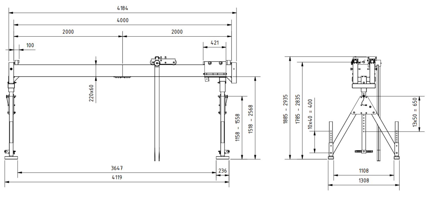 Bockkran 1500 kg i aluminium - 2
