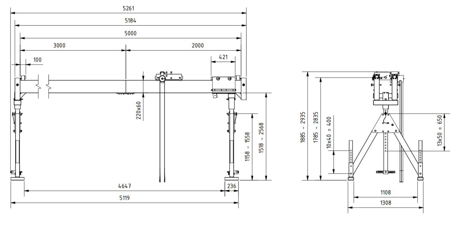 Bockkran 1500 kg i aluminium - 2
