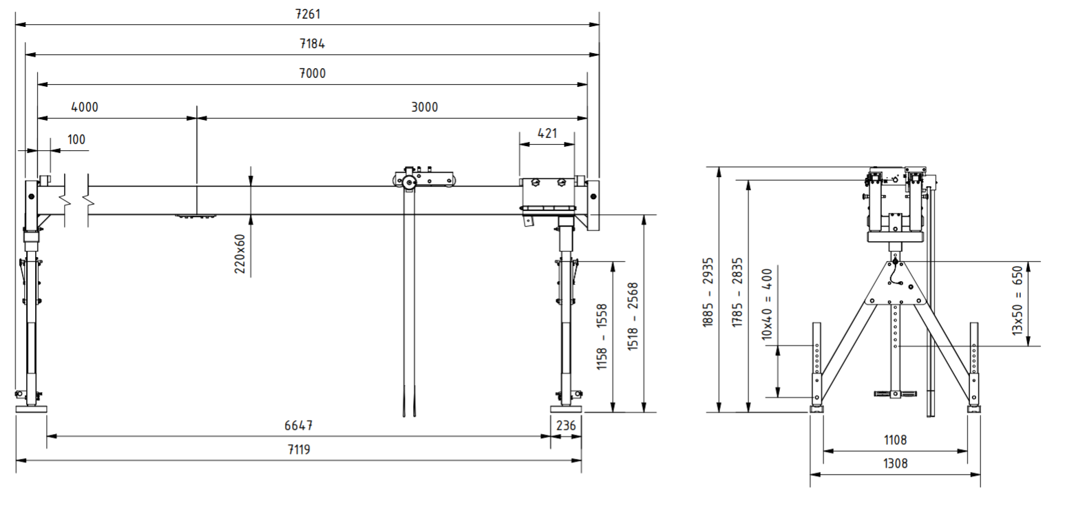 Bockkran 1500 kg i aluminium - 2