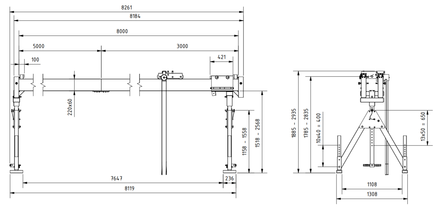 Bockkran 1500 kg i aluminium - 2