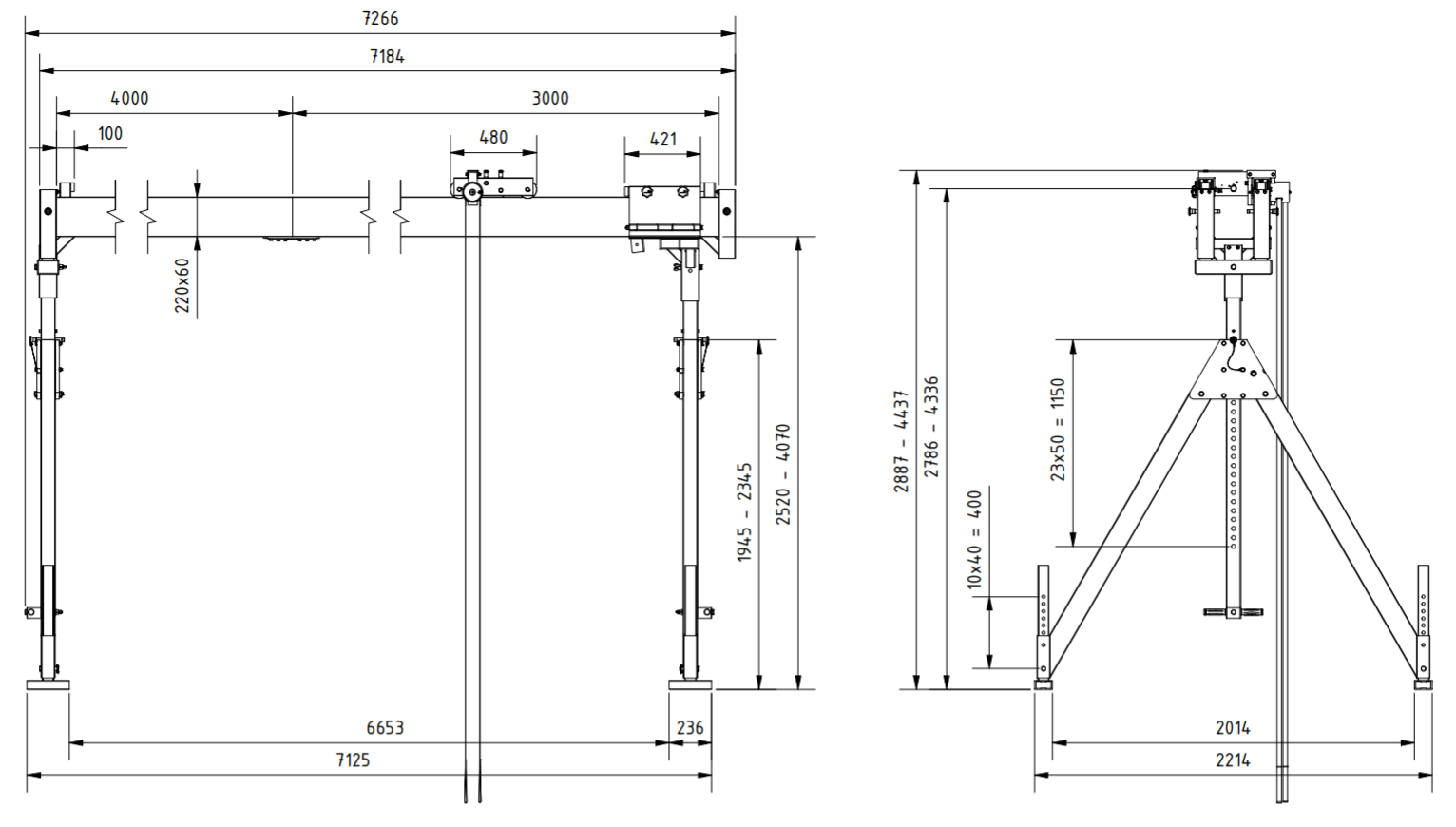 Bockkran 1500 kg i aluminium - 2
