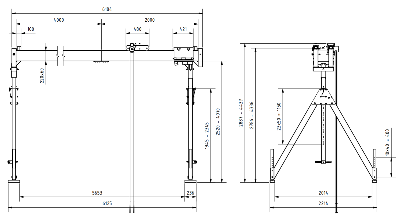Bockkran 2000 kg i aluminium - 2