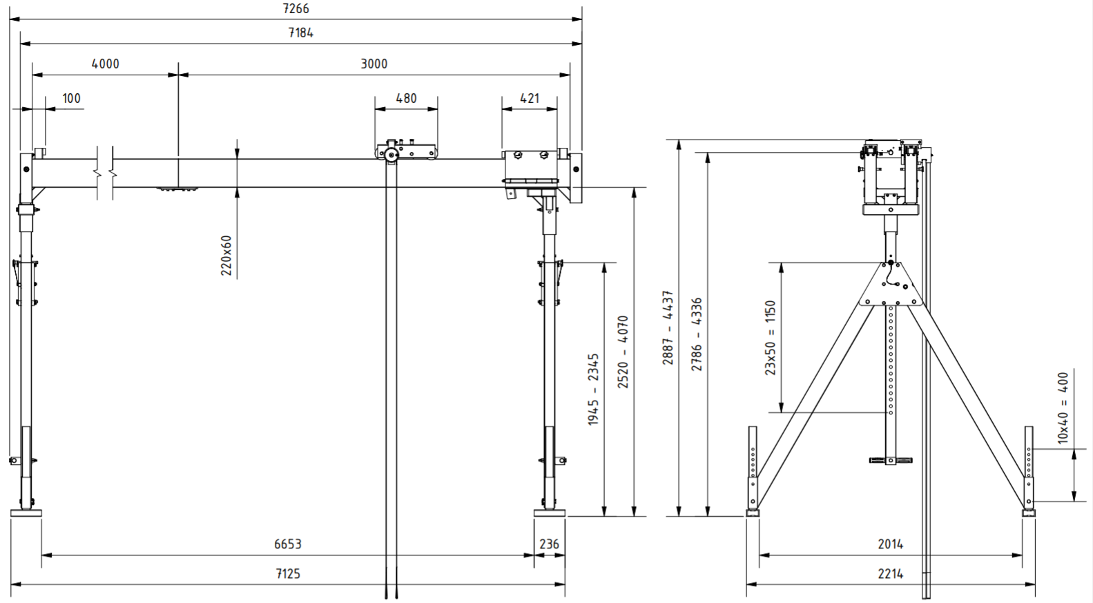 Bockkran 2000 kg i aluminium - 2