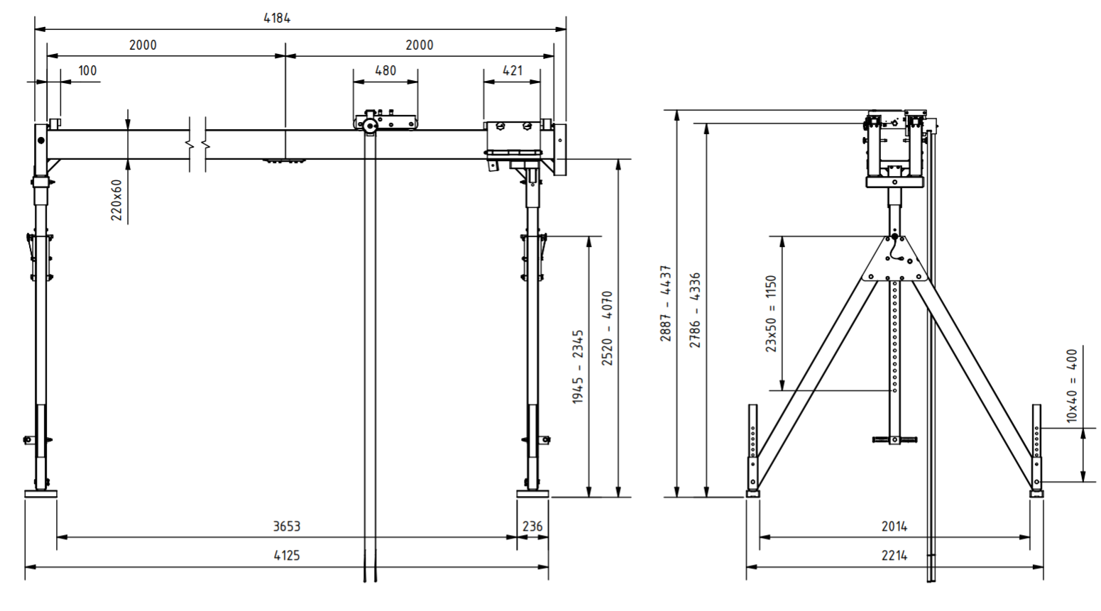 Bockkran 3000 kg i aluminium - 2