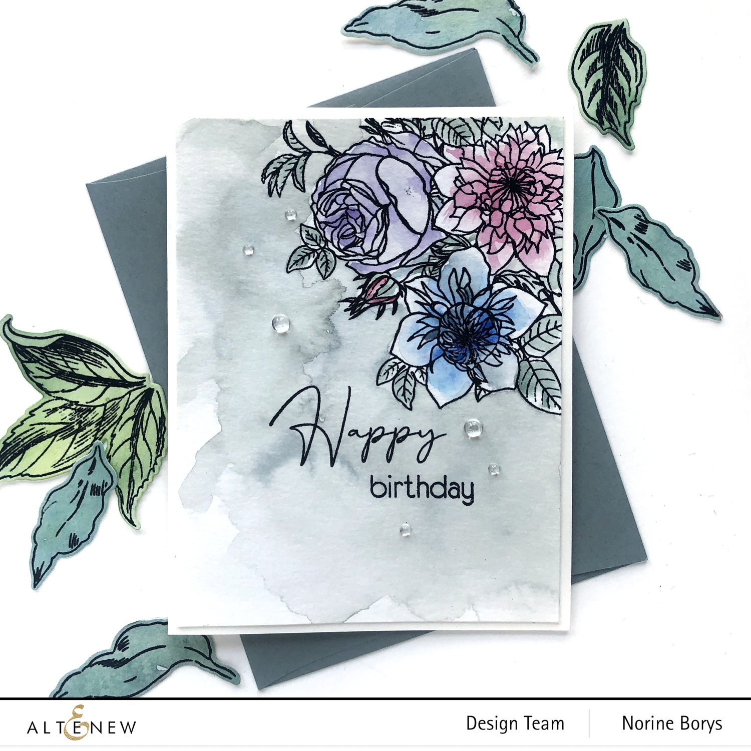 ALTENEW -Paint-A-Flower: Clematis Josephine Outline Stamp Set - 12