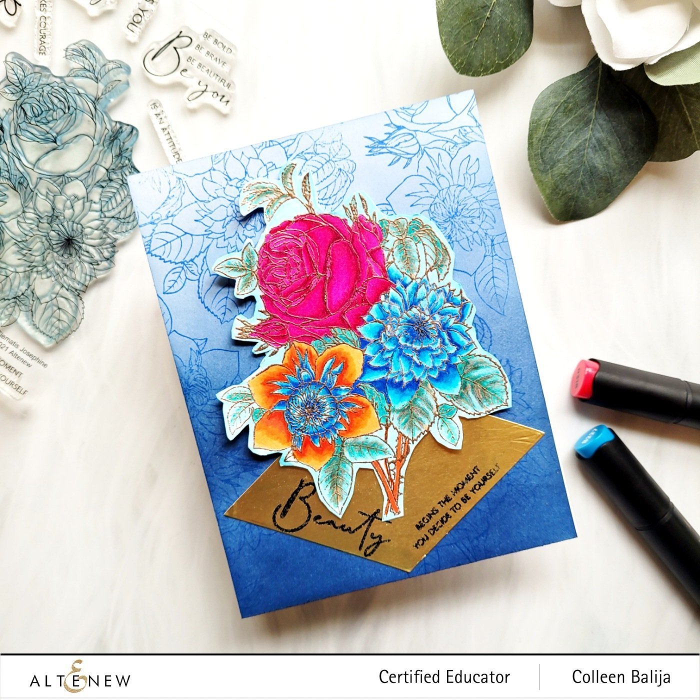ALTENEW -Paint-A-Flower: Clematis Josephine Outline Stamp Set - 23