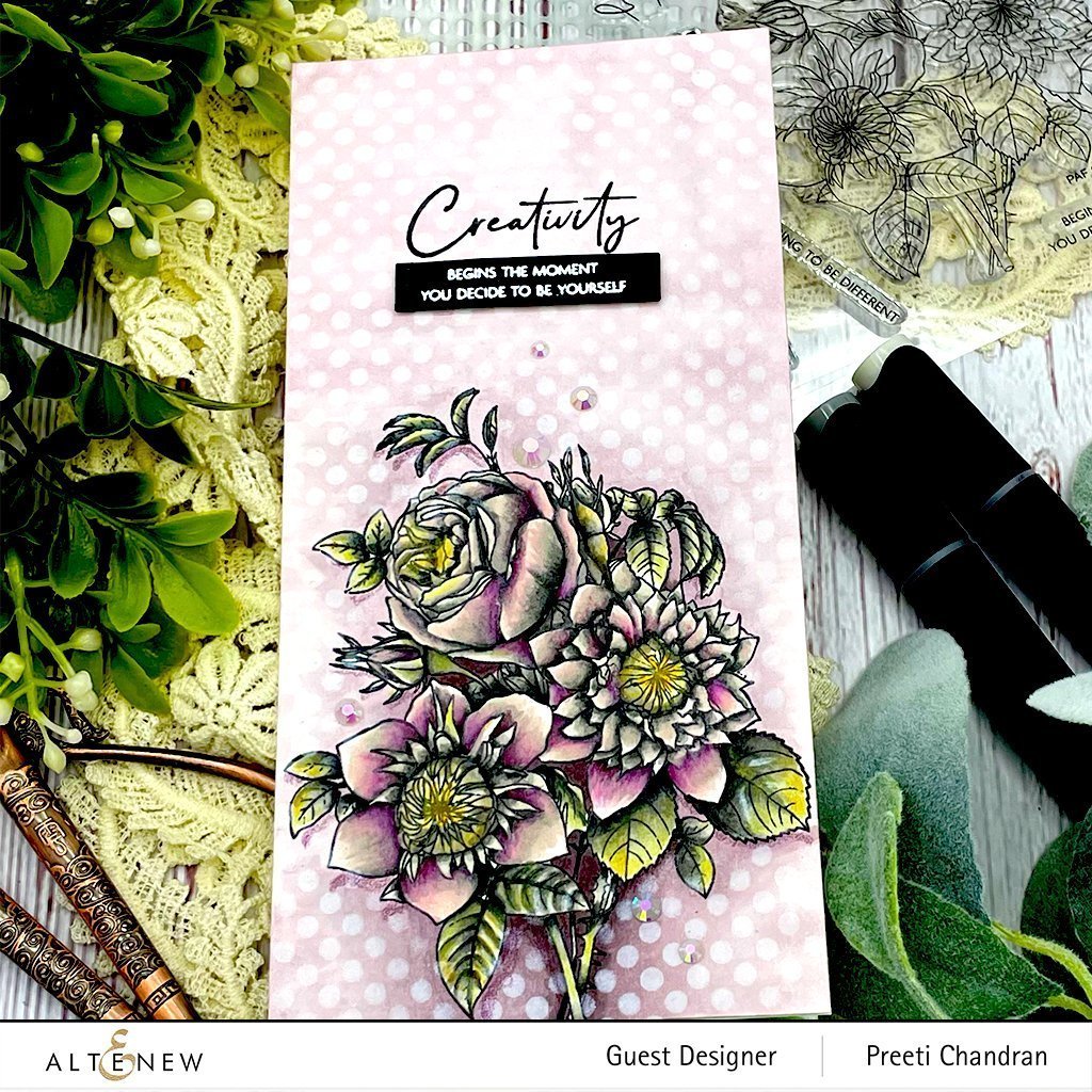 ALTENEW -Paint-A-Flower: Clematis Josephine Outline Stamp Set - 2