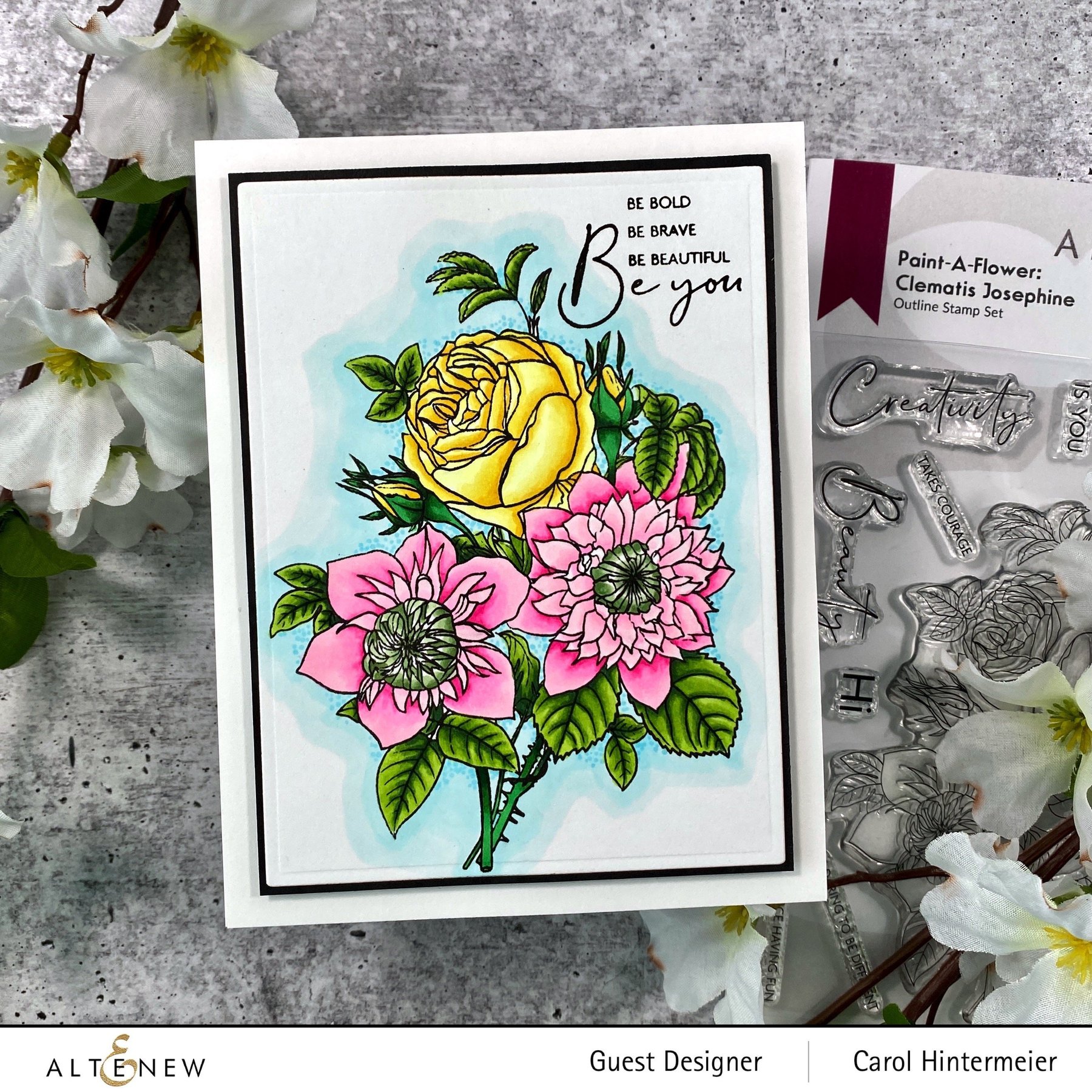 ALTENEW -Paint-A-Flower: Clematis Josephine Outline Stamp Set - 24