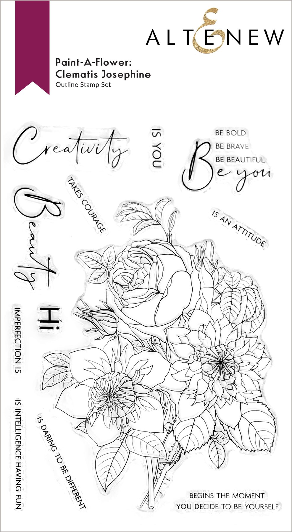 ALTENEW -Paint-A-Flower: Clematis Josephine Outline Stamp Set