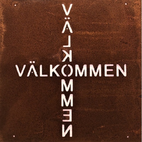 Skylt välkommen armeringsjärn