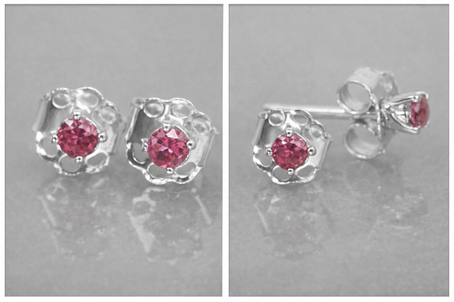 Raros aretes de diamantes de oro rosa naturales genuinos