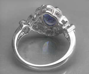 Anillo de lujo con piedra de circonia cúbica blanca y cuarzo cornalina azul - 3