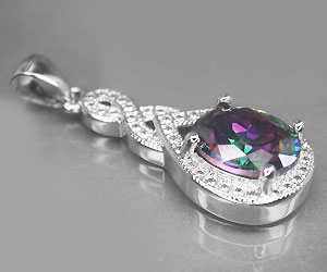Delicioso colgante de piedra preciosa de topacio arcoíris y piedra cz - 2