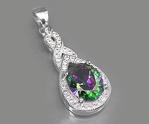 Delicioso colgante de piedra preciosa de topacio arcoíris y piedra cz