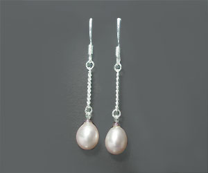 Lujosos aretes de plata con piedras preciosas de perlas genuinas - 2