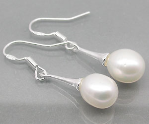 Lujosos aretes de plata con piedras preciosas de perlas genuinas - 3