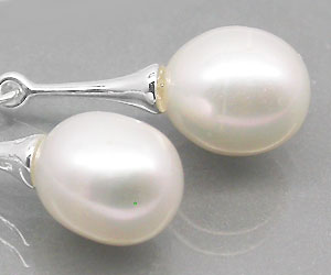 Lujosos aretes de plata con piedras preciosas de perlas genuinas - 2