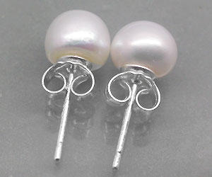 Lujosos aretes de plata con piedras preciosas de perlas genuinas - 3