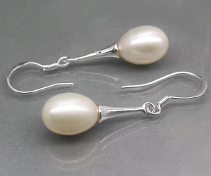 Lujosos aretes de plata con piedras preciosas de perlas genuinas - 3